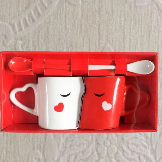 Qixi gift creative ceramic cup couples cup gift box with high-end mug set activities plus printing gifts
